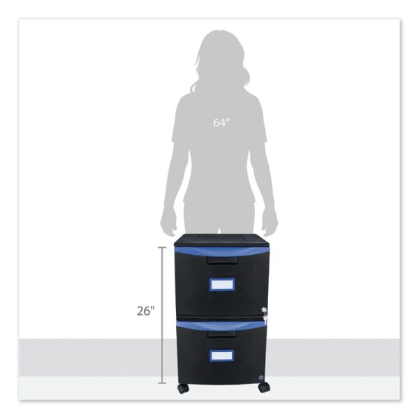 Two-Drawer Mobile Filing Cabinet, 2 Legal/letter-Size File Drawers, Black/blue, 14.75" X 18.25" X 26" - Image 8