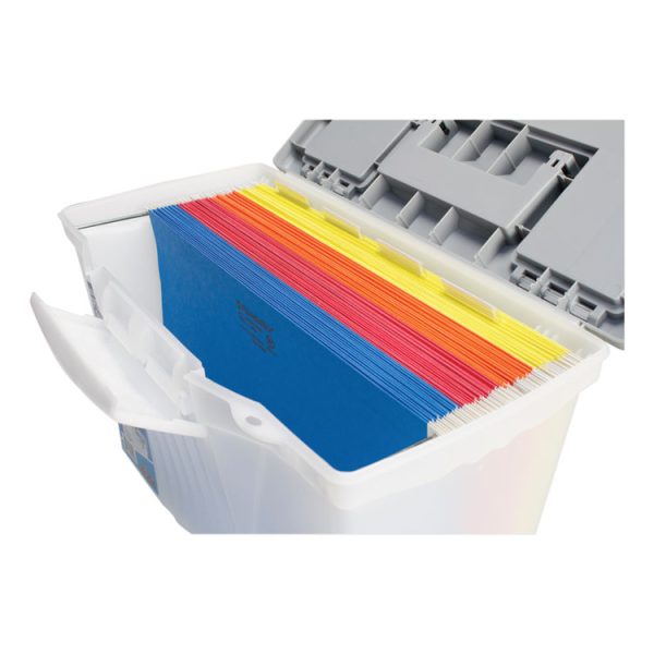 Portable Letter/legal Filebox With Organizer Lid, Letter/legal Files, 14.5" X 10.5" X 12", Clear/silver - Image 7