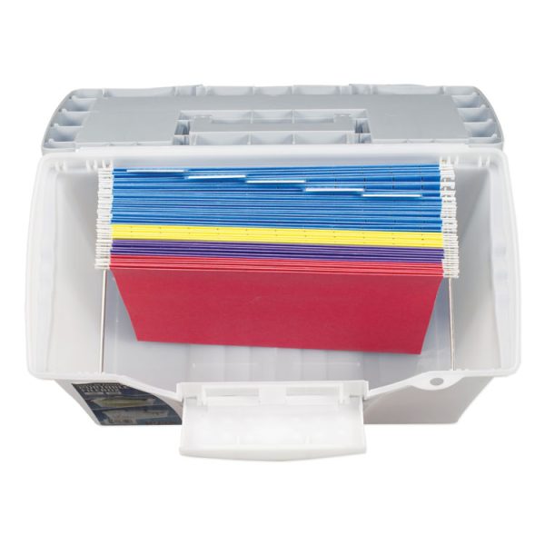 Portable Letter/legal Filebox With Organizer Lid, Letter/legal Files, 14.5" X 10.5" X 12", Clear/silver - Image 5