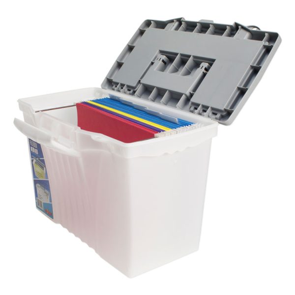Portable Letter/legal Filebox With Organizer Lid, Letter/legal Files, 14.5" X 10.5" X 12", Clear/silver - Image 3