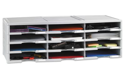 Storex Literature Organizer, 12 Compartments, 10.63 x 13.3 x 31.4, Gray