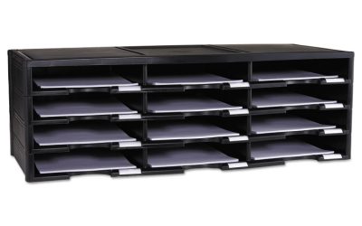 Storex Literature Organizer, 12 Compartments, 10.63 x 13.3 x 31.4, Black