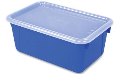 Cubby Bin with Lid, 1 Section, 2 gal, 8.2 x 12.5 x 11.5, Blue, 5/Pack