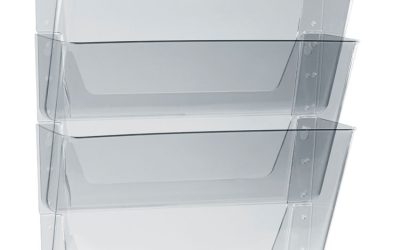 Wall File, 3 Sections, Letter Size, 13″ x 4″ x 14″,  Clear, 3/Set