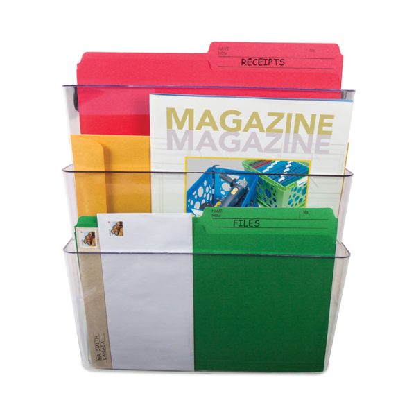 Wall File, 3 Sections, Letter Size, 13" x 4" x 14",  Clear, 3/Set - Image 6