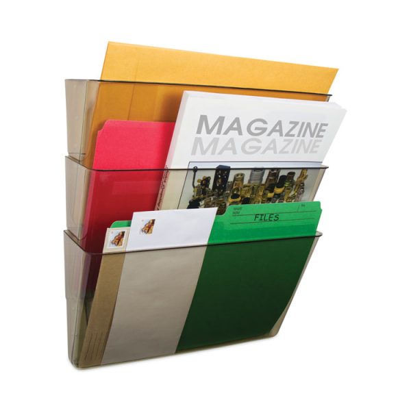 Wall File, 3 Sections, Letter Size, 13" x 4" x 14",  Smoke, 3/Set - Image 3