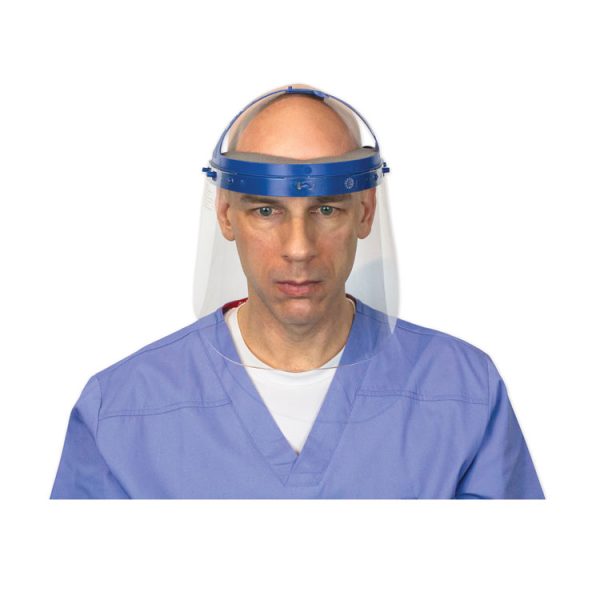 Fully Assembled Full Length Face Shield with Head Gear, 16.5 x 10.25 x 11, Clear/Blue, 16/Carton - Image 5