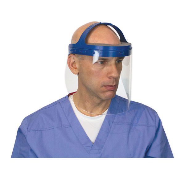 Fully Assembled Full Length Face Shield with Head Gear, 16.5 x 10.25 x 11, Clear/Blue, 16/Carton - Image 6