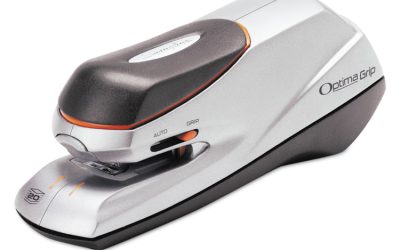 Optima Grip Electric Stapler, 20-Sheet Capacity, Black/silver