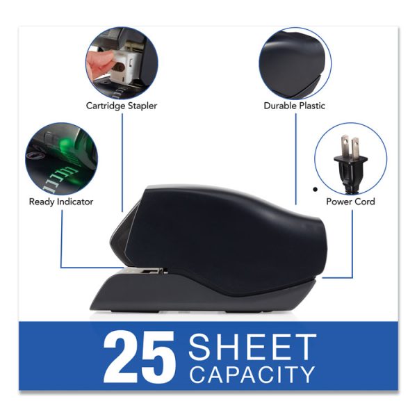 Desktop Cartridge Electric Stapler With Led Guide, 25-Sheet Capacity, Black - Image 4