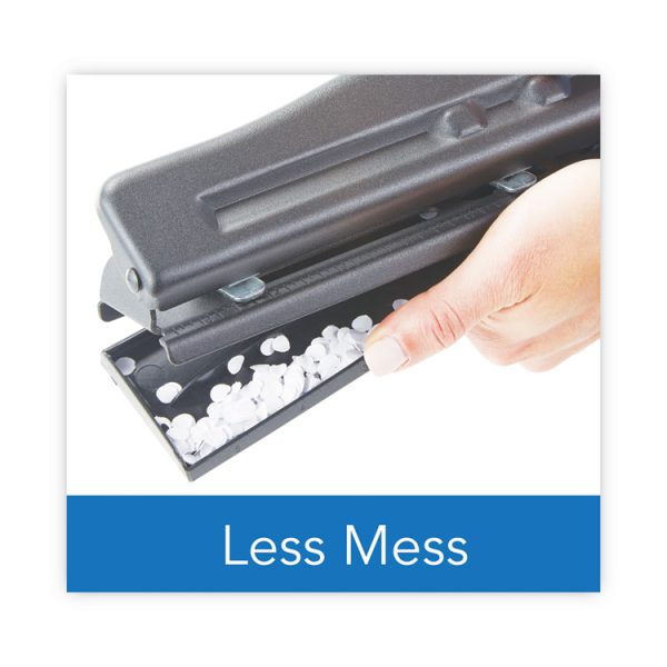 11-Sheet Commercial Adjustable Desktop Two- To Three-Hole Punch, 9/32" Holes, Black - Image 4