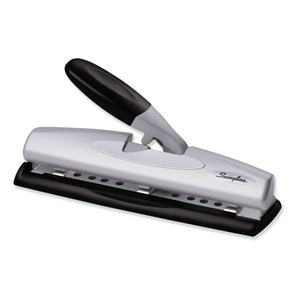 12-Sheet Lighttouch Desktop Two- To Three-Hole Punch, 9/32" Holes, Black/silver - Image 2