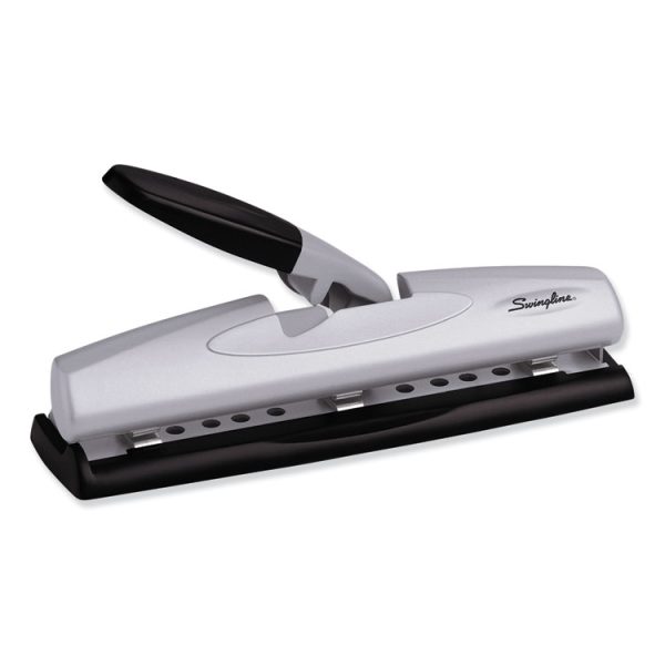 12-Sheet Lighttouch Desktop Two- To Three-Hole Punch, 9/32" Holes, Black/silver