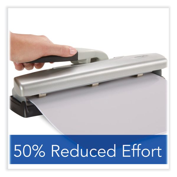 20-Sheet Lighttouch Desktop Two- To Seven-Hole Punch, 9/32" Holes, Silver/black - Image 3