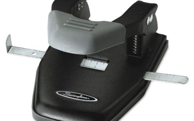 28-Sheet Comfort Handle Steel Two-Hole Punch, 1/4″ Holes, Black/gray