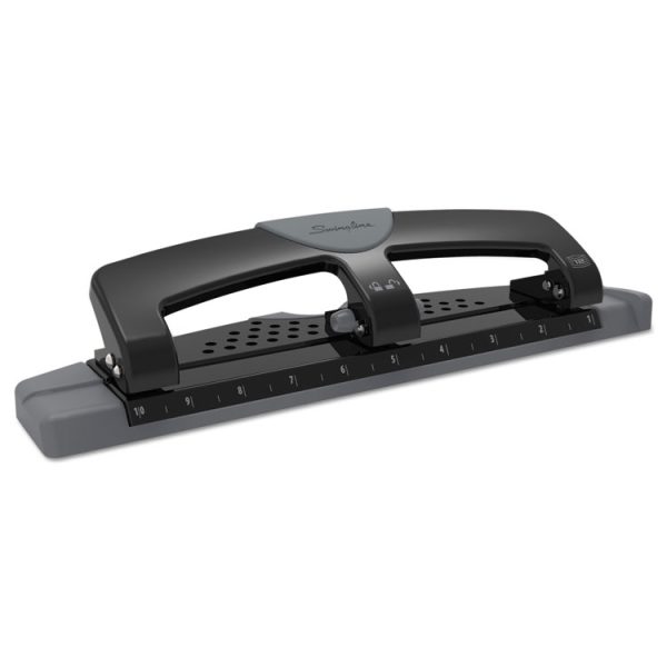 12-Sheet Smarttouch Three-Hole Punch, 9/32" Holes, Black/gray - Image 3