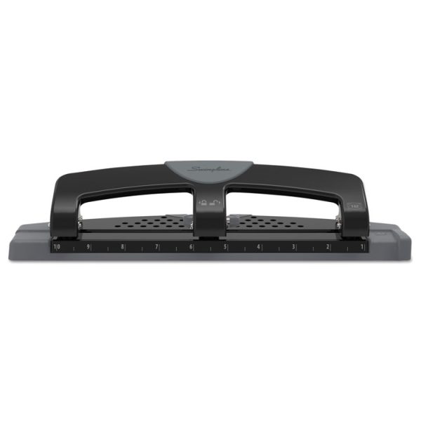 12-Sheet Smarttouch Three-Hole Punch, 9/32" Holes, Black/gray - Image 2