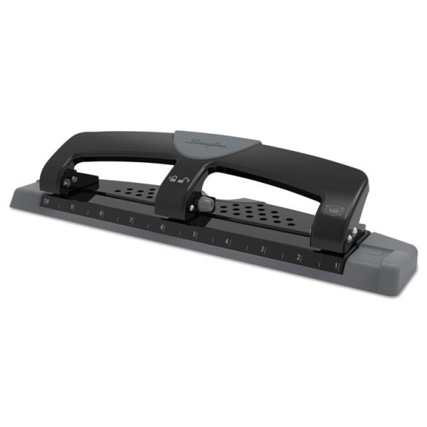 12-Sheet Smarttouch Three-Hole Punch, 9/32" Holes, Black/gray