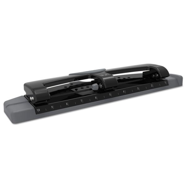 12-Sheet Smarttouch Three-Hole Punch, 9/32" Holes, Black/gray - Image 4