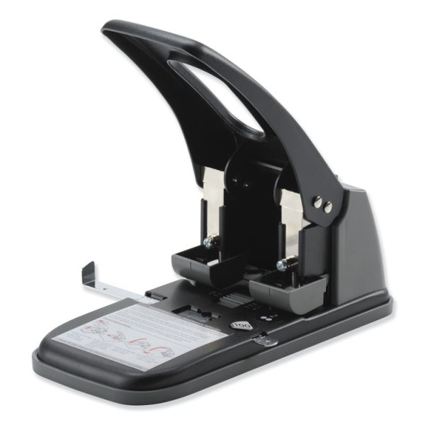 100-Sheet High Capacity Two-Hole Punch, Fixed Centers, 9/32" Holes, Black/gray - Image 3