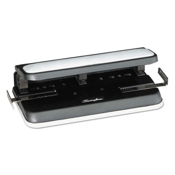 32-Sheet Easy Touch Two- To Three-Hole Punch With Cintamatic Centering, 9/32" Holes, Black/gray