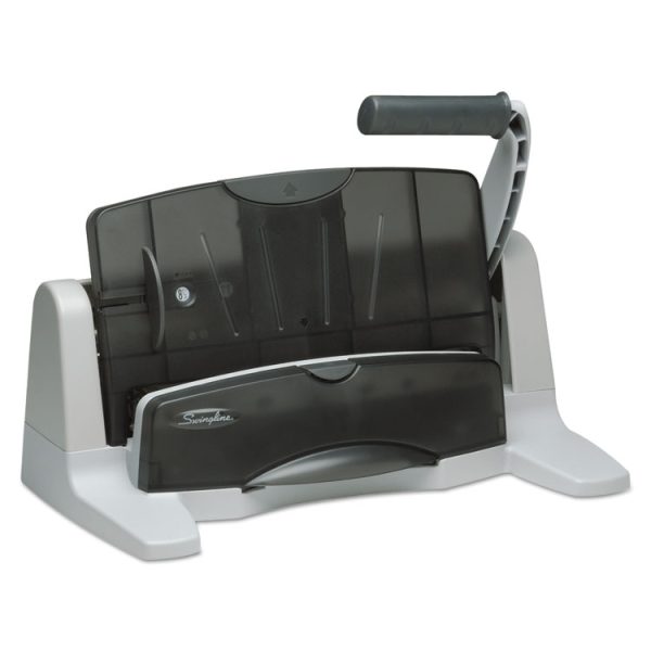 40-Sheet Lighttouch Heavy-Duty Two- To Seven-Hole Punch, 9/32" Holes, Black/gray