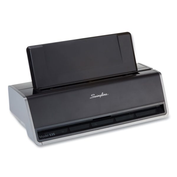 28-Sheet Commercial Electric Three-Hole Punch, 9/32" Holes, Black/silver
