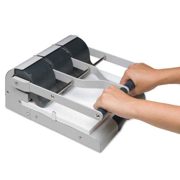 160-Sheet Antimicrobial Protected High-Capacity Adjustable Punch, Two- To Three-Hole, 9/32" Holes, Putty/gray - Image 3