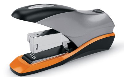 Optima 70 Desktop Stapler, 70-Sheet Capacity, Silver/black/orange