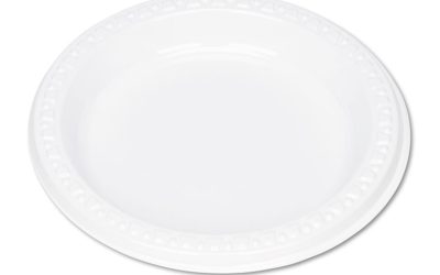 Plastic Dinnerware, Plates, 6″ Dia, White, 125/pack