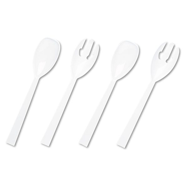 Table Set Plastic Serving Forks And Spoons, White, 24 Forks, 24 Spoons Per Pack