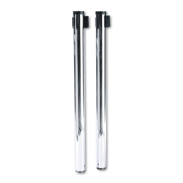 Adjusta-Tape Crowd Control Stanchion Posts Only, Polished Aluminum, 40" High, Silver, 2/Box - Image 2