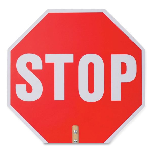 Handheld Stop Sign, 18" Red/White Face, White Graphics - Image 4