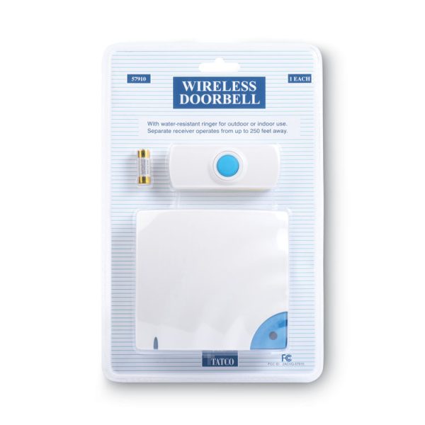 Wireless Doorbell, Battery Operated, 1.38 x 0.75 x 3.5, Bone - Image 3