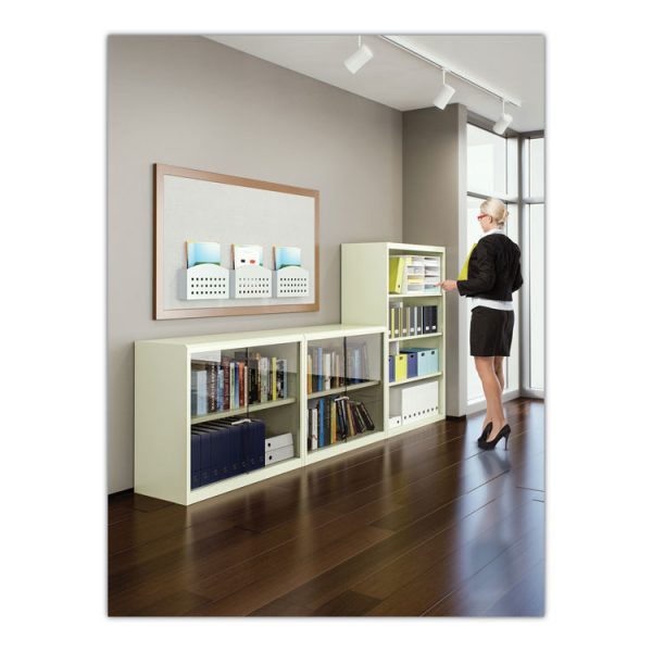 Metal Bookcase, Three-Shelf, 34.5w x 13.5d x 40h, Black - Image 2