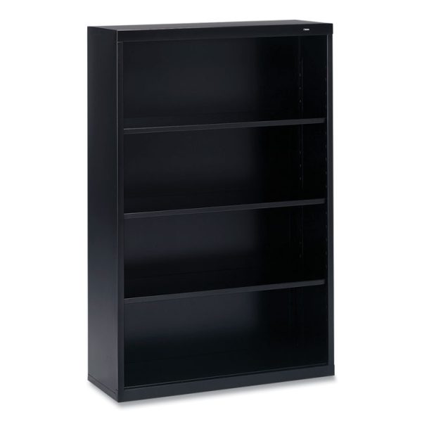 Metal Bookcase, Four-Shelf, 34.5w x 13.5d x 52.5h, Black - Image 2