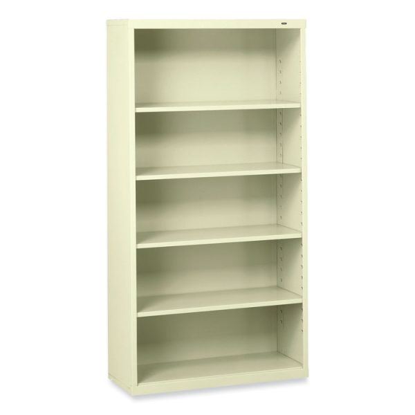 Metal Bookcase, Five-Shelf, 34.5w x 13.5d x 66h, Putty - Image 2