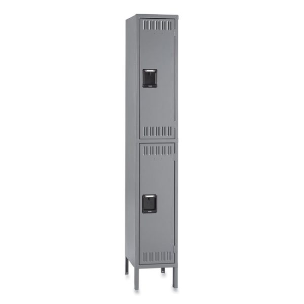 Double Tier Locker With Legs, Single Stack, 12w X 18d X 78h, Medium Gray - Image 2