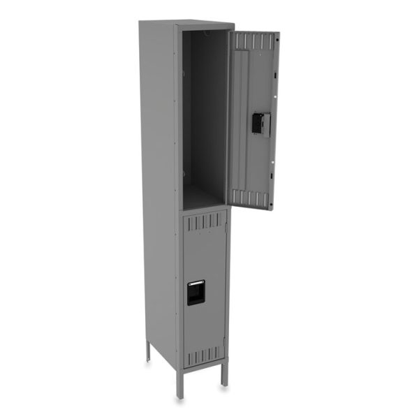 Double Tier Locker With Legs, Single Stack, 12w X 18d X 78h, Medium Gray - Image 3