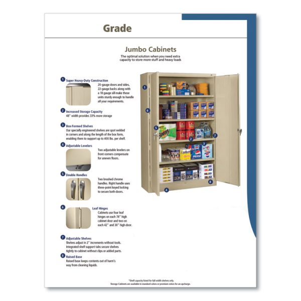 Assembled Jumbo Steel Storage Cabinet, 48w X 18d X 78h, Black - Image 4