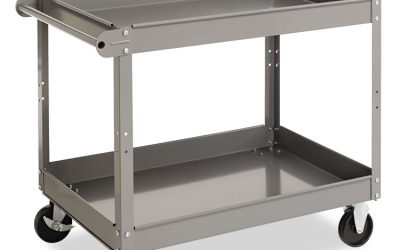 Two-Shelf Metal Cart, Metal, 2 Shelves, 500 lb Capacity, 24″ x 36″ x 32″, Gray
