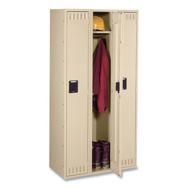 Single-Tier Locker, Three Lockers with Hat Shelves and Coat Rods, 36w x 18d x 72h, Sand - Image 2