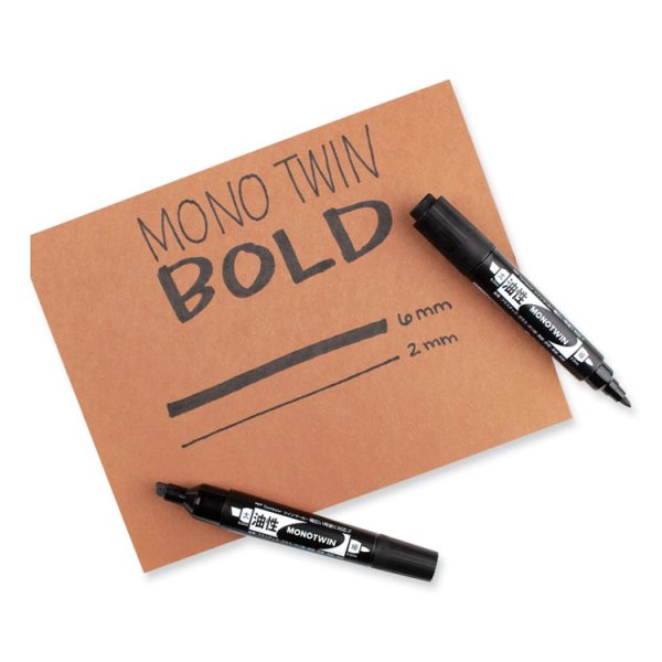 Mono Twin Bold Permanent Marker, Fine/broad Tips, Black, 10/box - Image 5