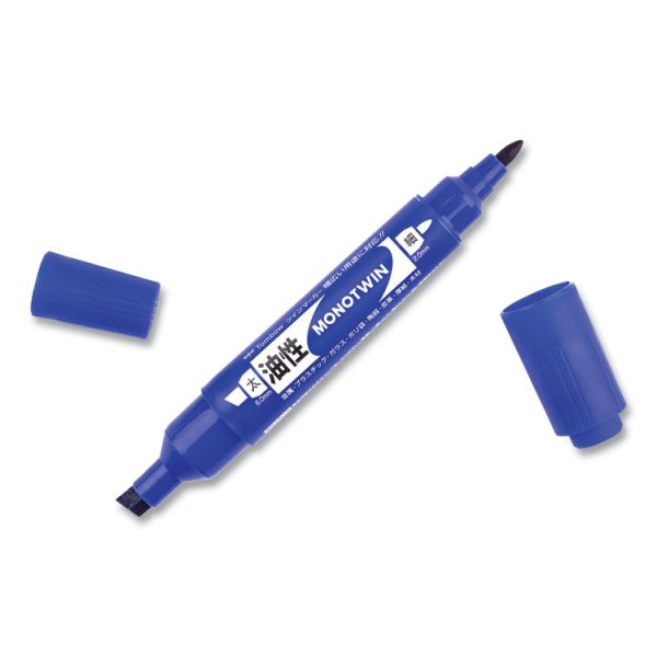 Mono Twin Bold Permanent Marker, Fine/broad Tips, Blue, 10/box - Image 2