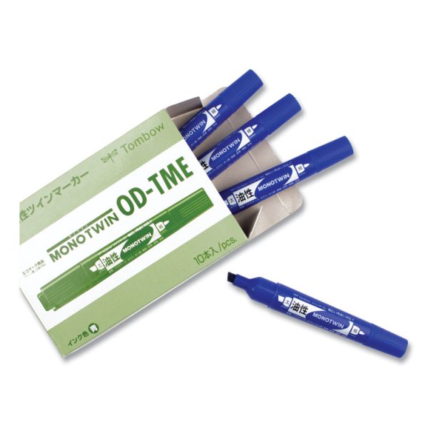 Mono Twin Bold Permanent Marker, Fine/broad Tips, Blue, 10/box - Image 4