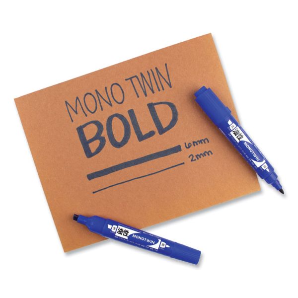 Mono Twin Bold Permanent Marker, Fine/broad Tips, Blue, 10/box - Image 5