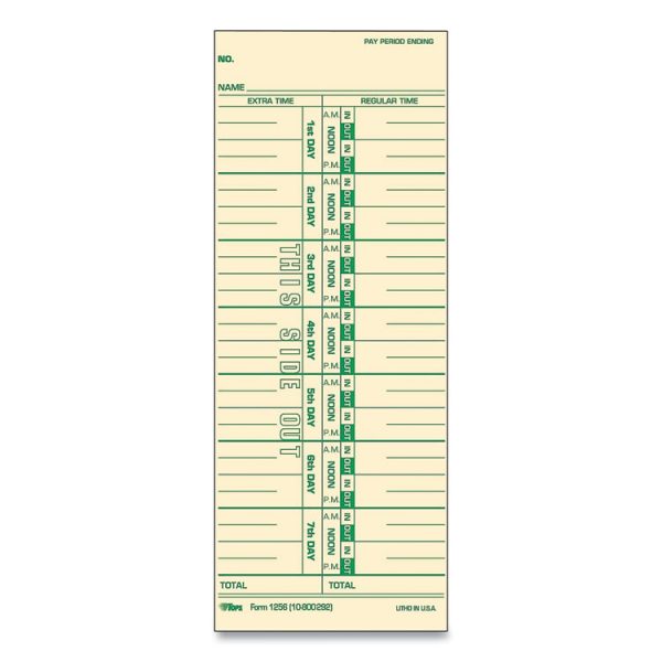 Time Clock Cards, Replacement For 10-800292, One Side, 3.5 X 9, 500/box - Image 3