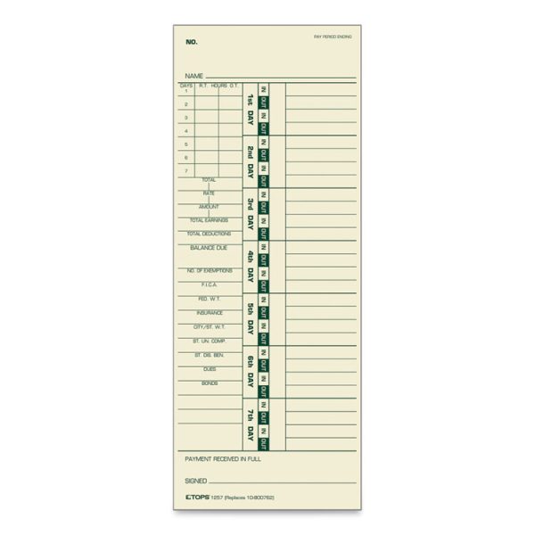 Time Clock Cards, Replacement For 10-800762, Two Sides, 3.5 X 9, 500/box - Image 2