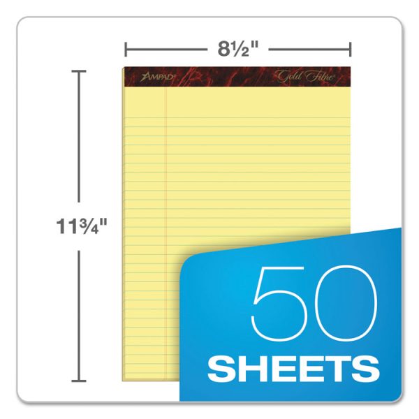 Gold Fibre Quality Writing Pads, Wide/legal Rule, 50 Canary-Yellow 8.5 X 11.75 Sheets, Dozen - Image 2