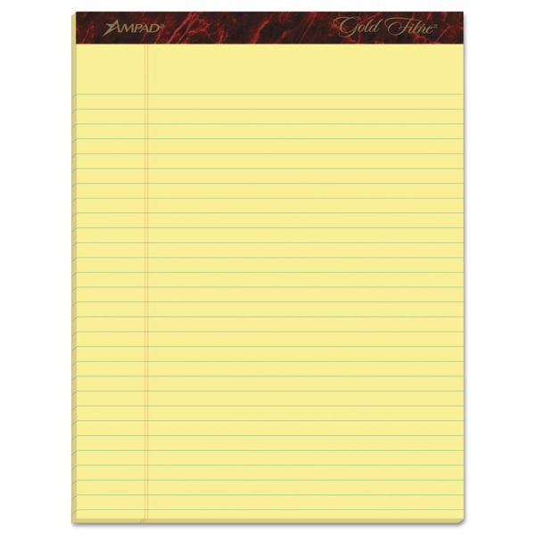 Gold Fibre Quality Writing Pads, Wide/legal Rule, 50 Canary-Yellow 8.5 X 11.75 Sheets, Dozen